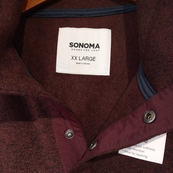 Men's XXL Plum/Navy SuperSoft Fleece Sweater/Top  NWT  Snap Collar  MS13K403RB - Picture 8 of 11